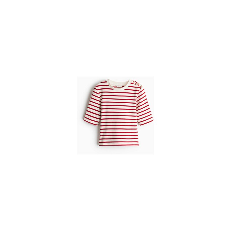 H&M - Přiléhavé tričko - Bílá/Červené Proužky