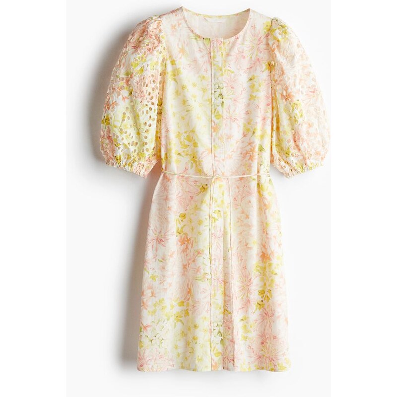 H&M - Šatys rukávy z madeiry - Bílá/Květiny