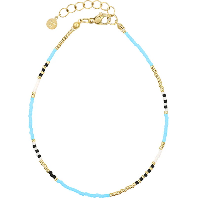 Mint15 Náramek na nohu DELICATE Sky Blue Gold 108150015