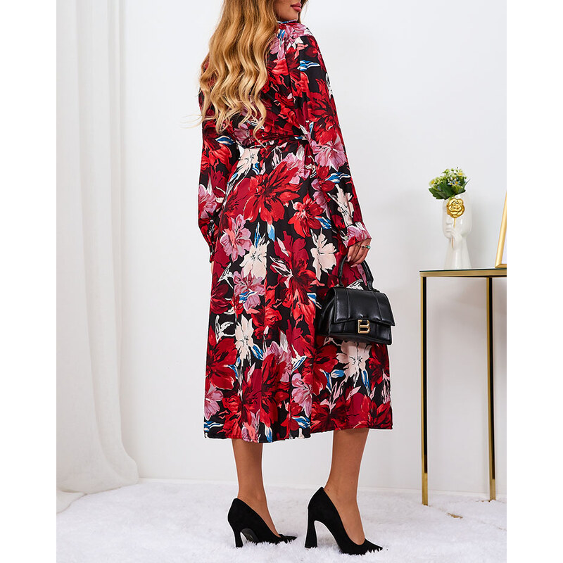 Resti Red and burgundy patterned womens maxi dress 108140080