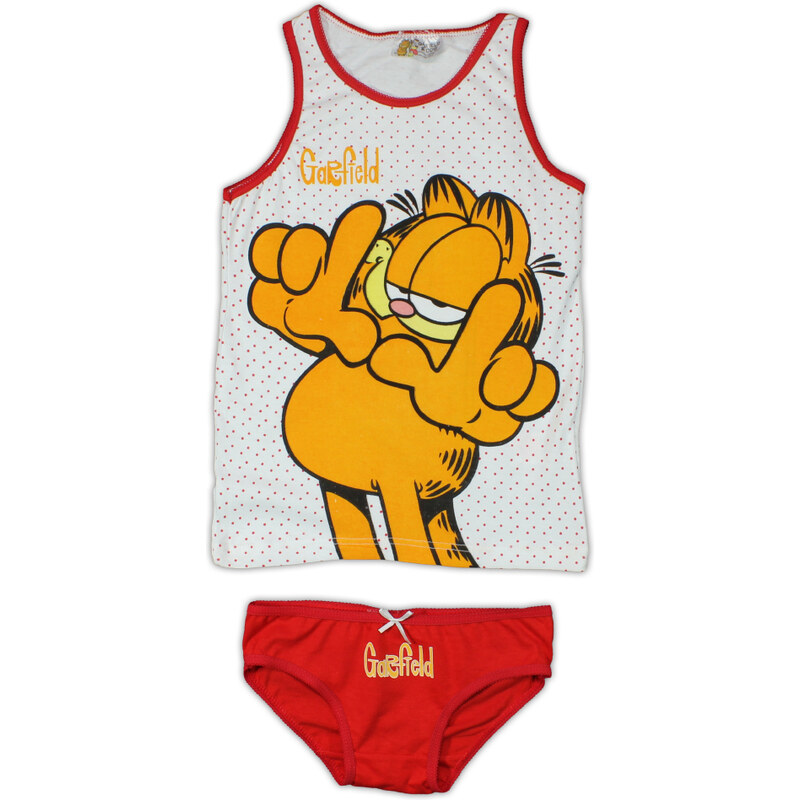E plus M Dívčí set tílka a kalhotek Garfield - bílo-červený
