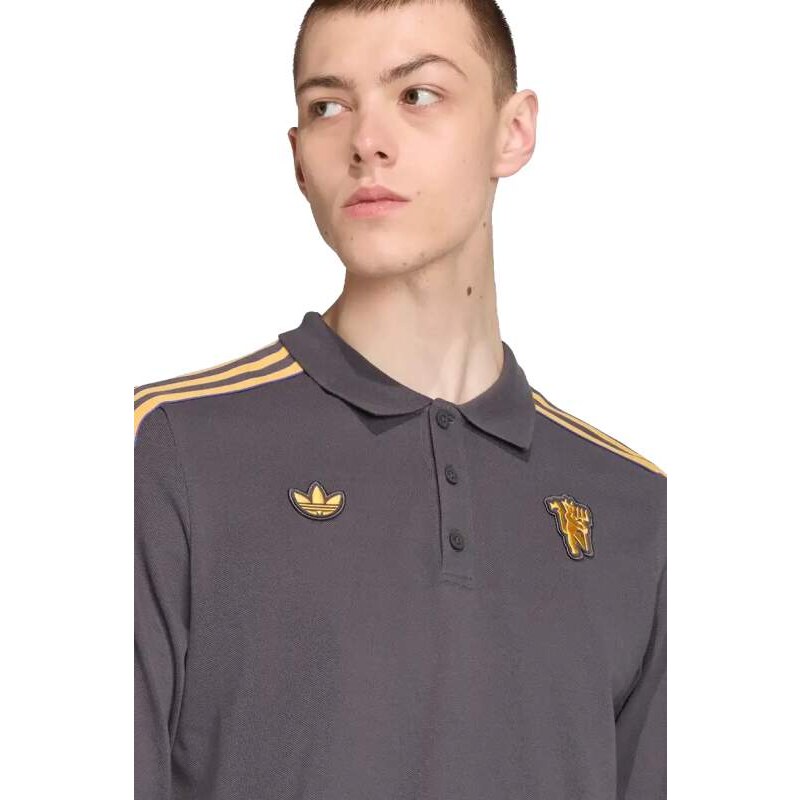 Pánské polo tričko Adidas Manchester United 25/26 Terrace Icons DR šedé