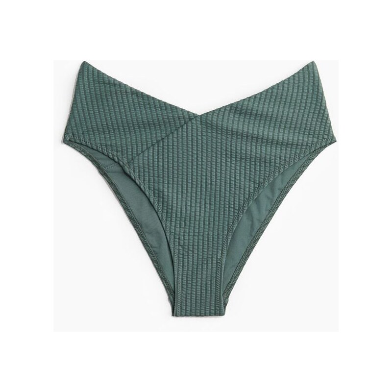 H&M - Bikinové kalhotky Cheeky High Rise - Kouřově Zelená