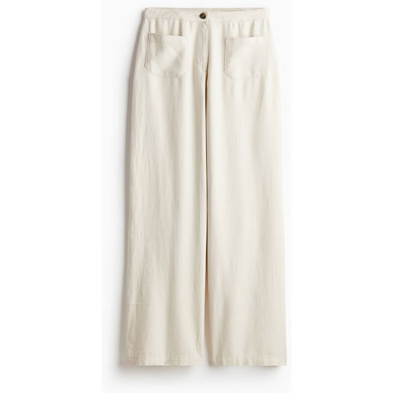 H&M - Kalhoty z lněné směsi - béžová 108138021