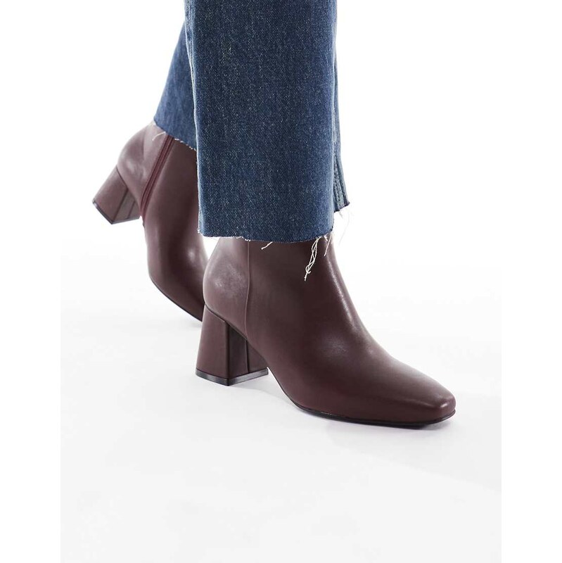 London Rebel Nova mid ankle boots in burgundy-Red