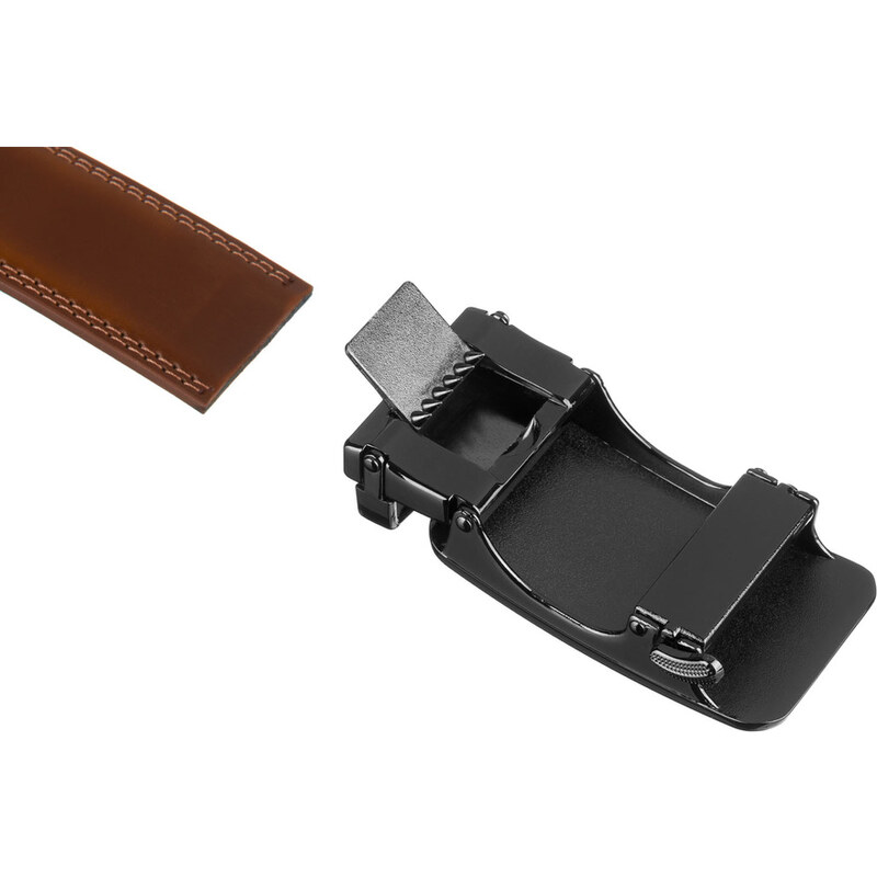 Peterson Elegantní pánský tmavě hnědý kožený opasek Hnědá