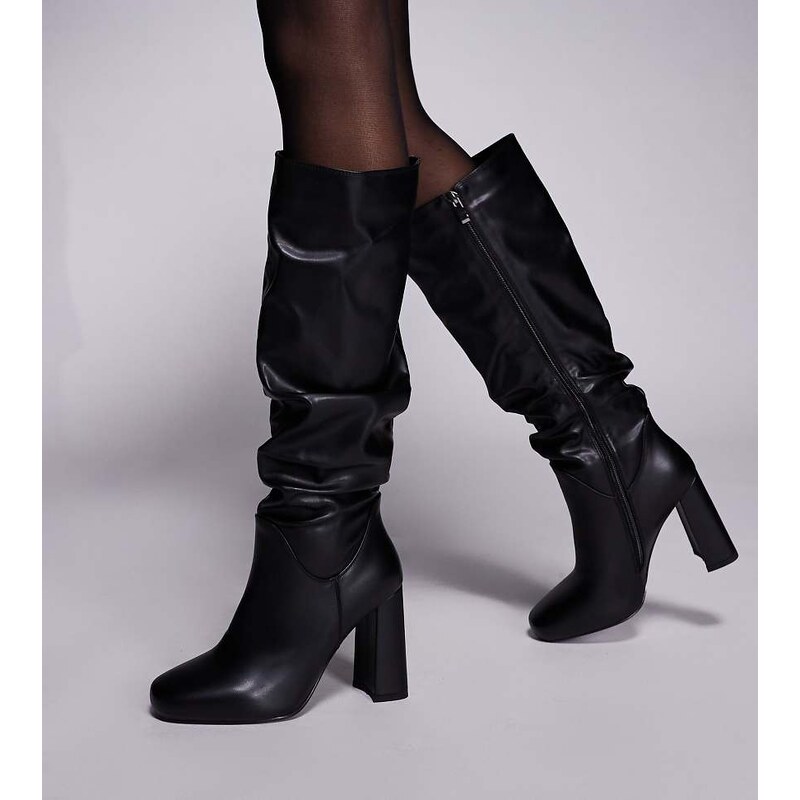 Simmi Wide Fit Simmi London Hanzel Wide Fit ruched block heeled