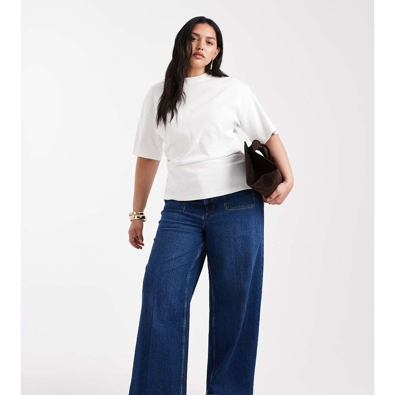 ASOS Curve ASOS DESIGN Curve high waist wide leg jeans with