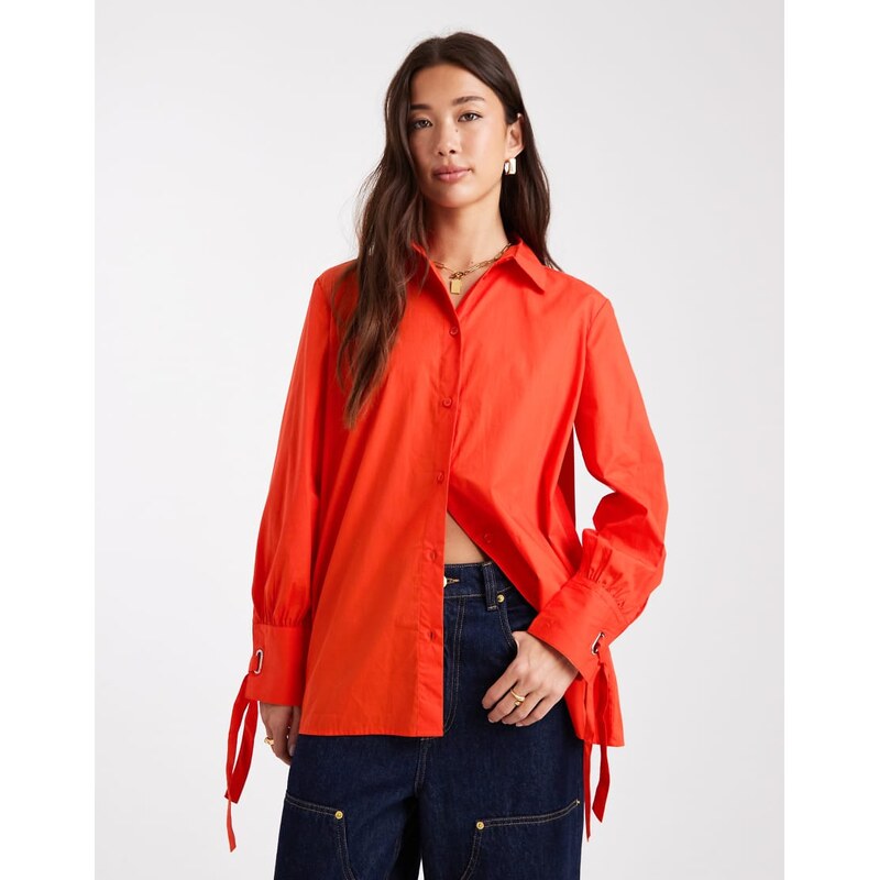 French Connection button up shirt with back detail in orange 115730583