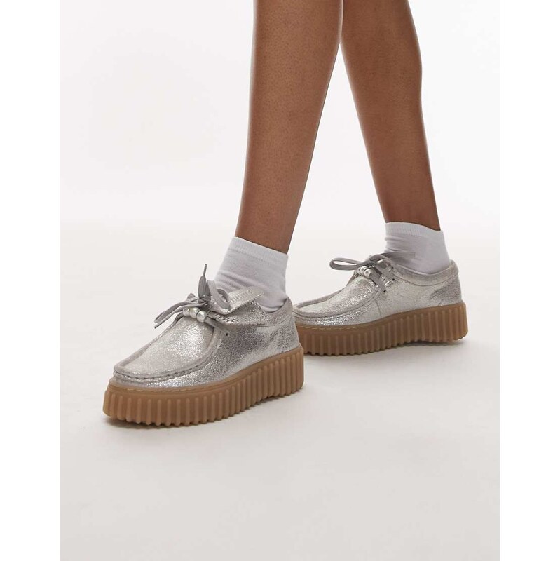 Clarks Torhill Bee shoe with detachable pearls in silver 108199654