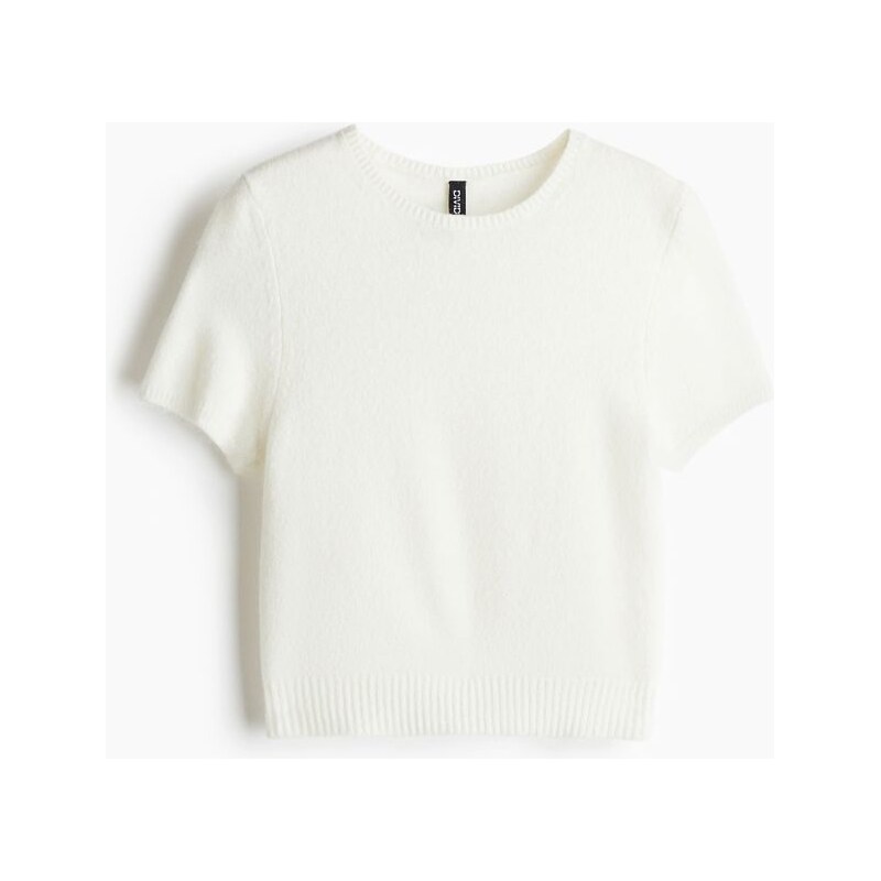 H&M - Tričko z jemného úpletu - Krémová