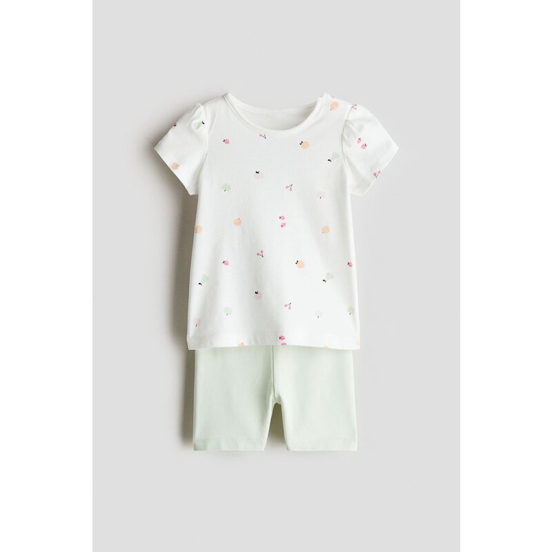 H&M - Dvoudílná souprava z bavlněného žerzeje - Světle Zelená