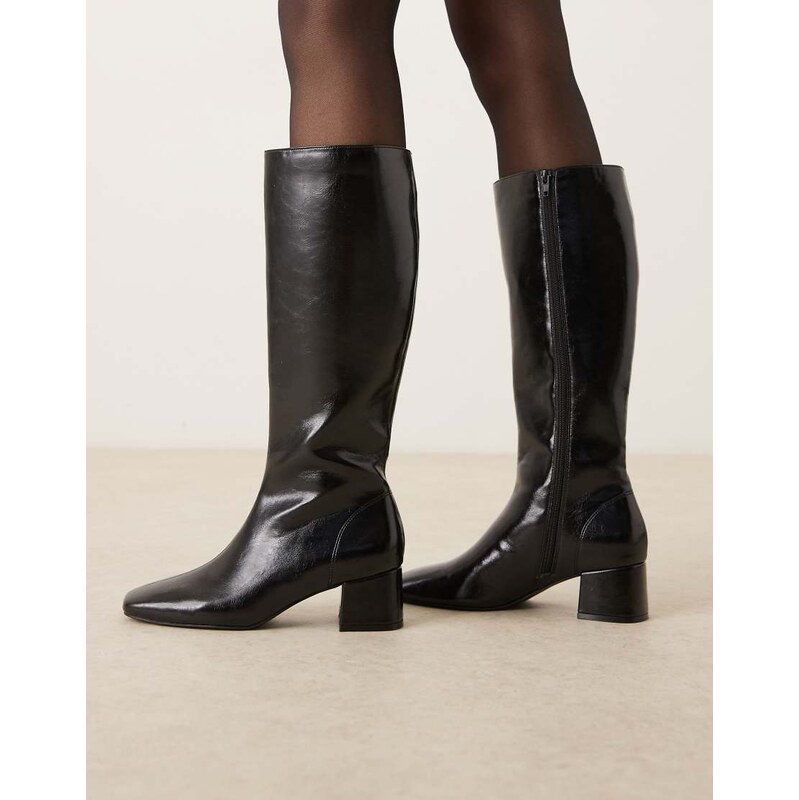 ASOS DESIGN Canary block heeled knee boots in black 111213150
