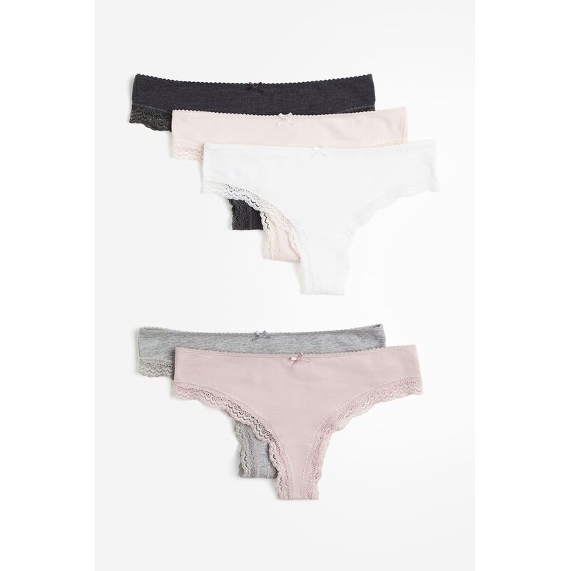 H&M - Kalhotky brazilian 5 kusů - růžová 108156778