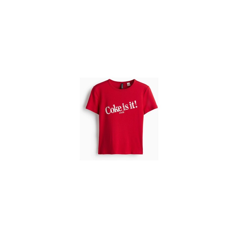 H&M - Tričkos textovým motivem - Jasně Červená/Coca-Cola