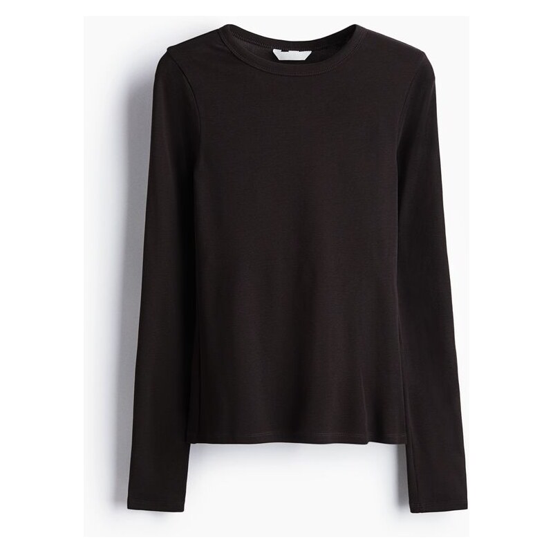 H&M - Žerzejové trikos dlouhým rukávem - hnědá 108156818