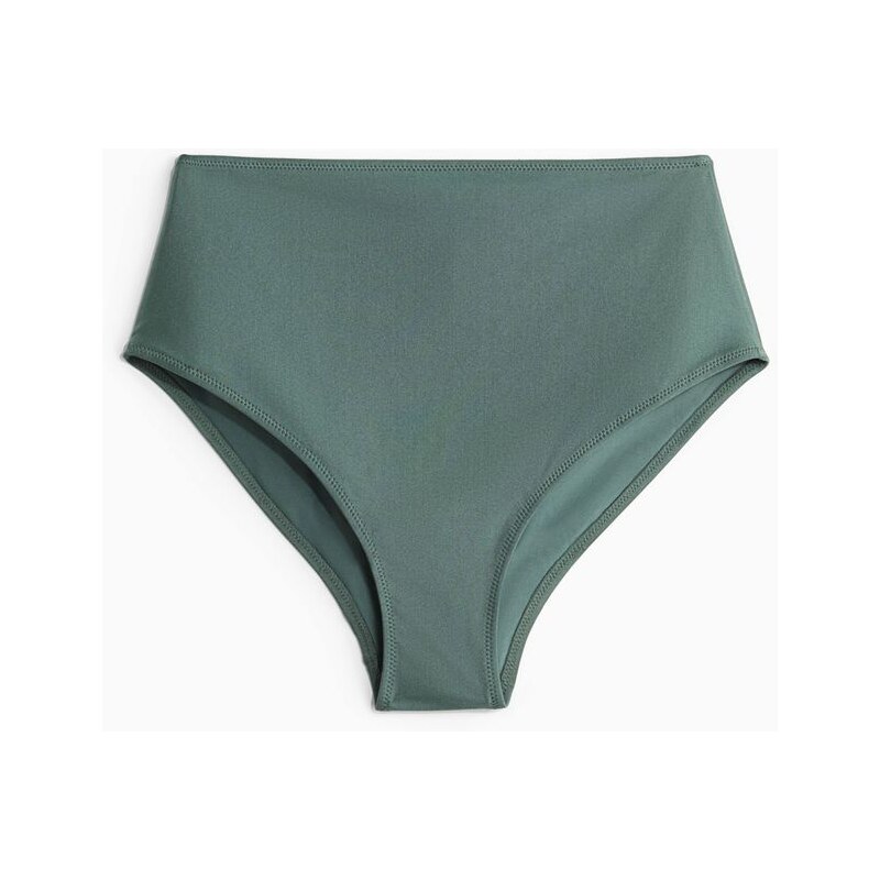 H&M - Bikinové kalhotky High Waist - Kouřově Zelená