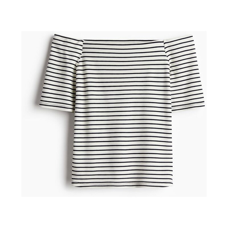 H&M - Žerzejový top odhalující ramena - modrá 108156944