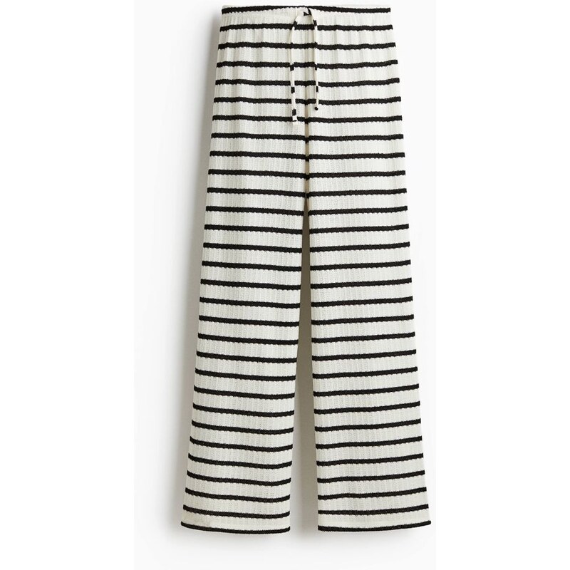 H&M - Pletené kalhoty se stahovací šňůrkou - bílá 108157021