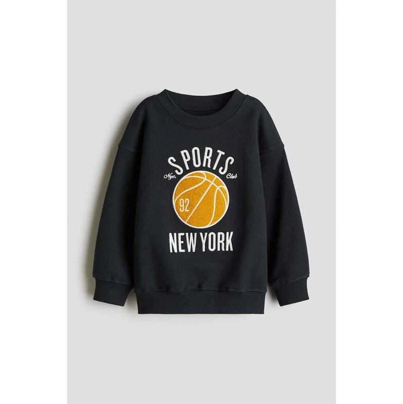 H&M - Mikinas kulatým výstřihem as potiskem - Tmavě Šedá/Sports