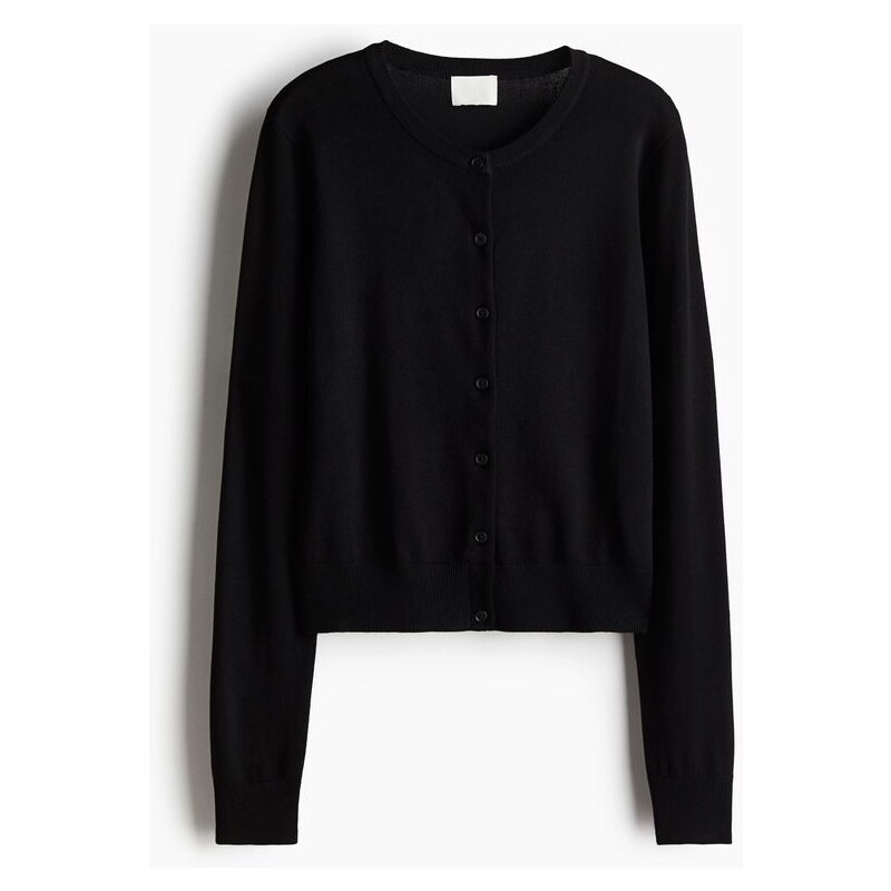 H&M - Propínací svetr z jemného úpletu - Černá