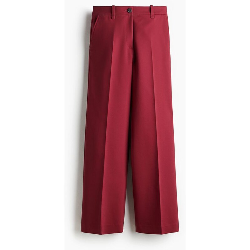 H&M - Kalhoty Bootcut - Tmavě Červená