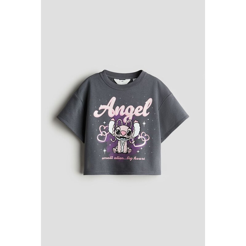 H&M - Tričkos potiskem - Tmavě Šedá/Lilo & Stitch
