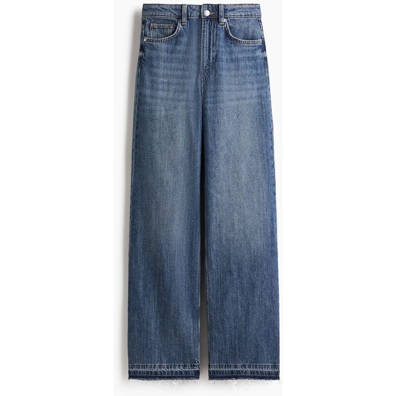H&M - Wide High Waist Jeans - modrá 108157505
