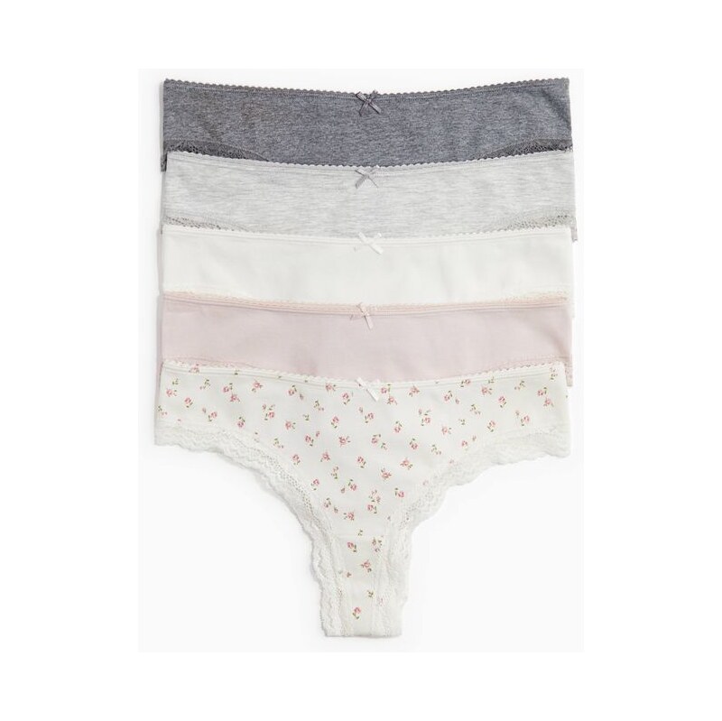 H&M - Kalhotky brazilian 5 kusů - bílá 108157532