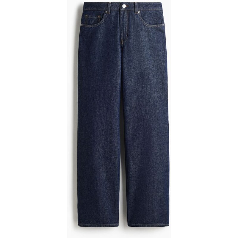 H&M - Wide High Jeans - modrá 108157541