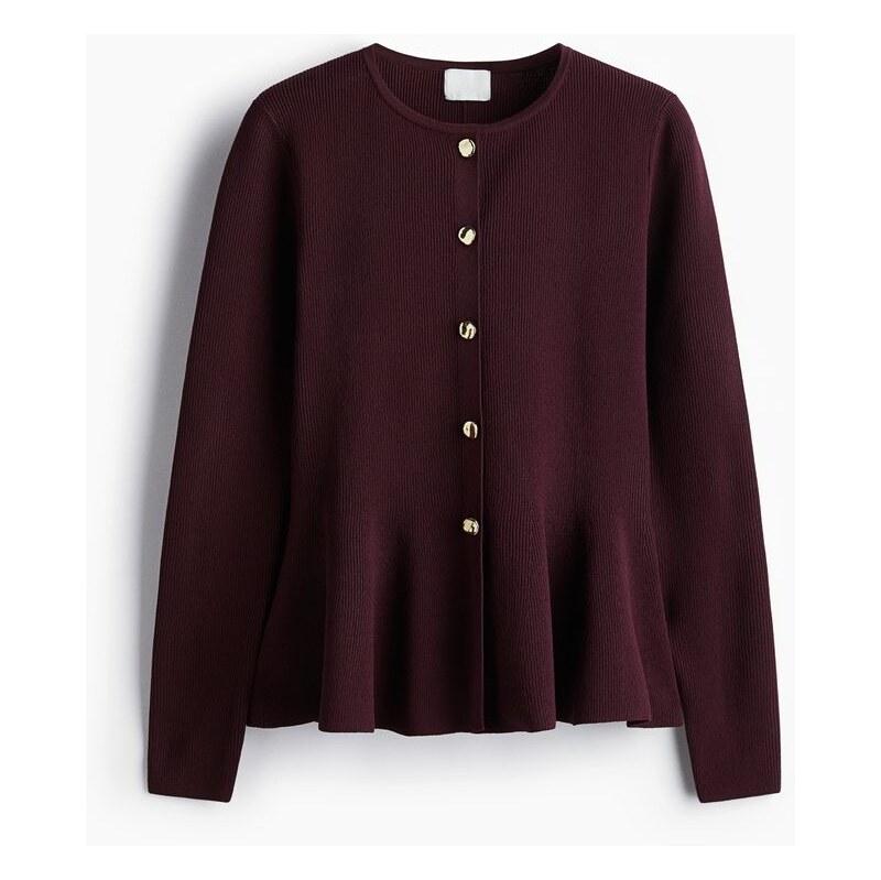 H&M - Propínací svetr peplum - červená 108157537
