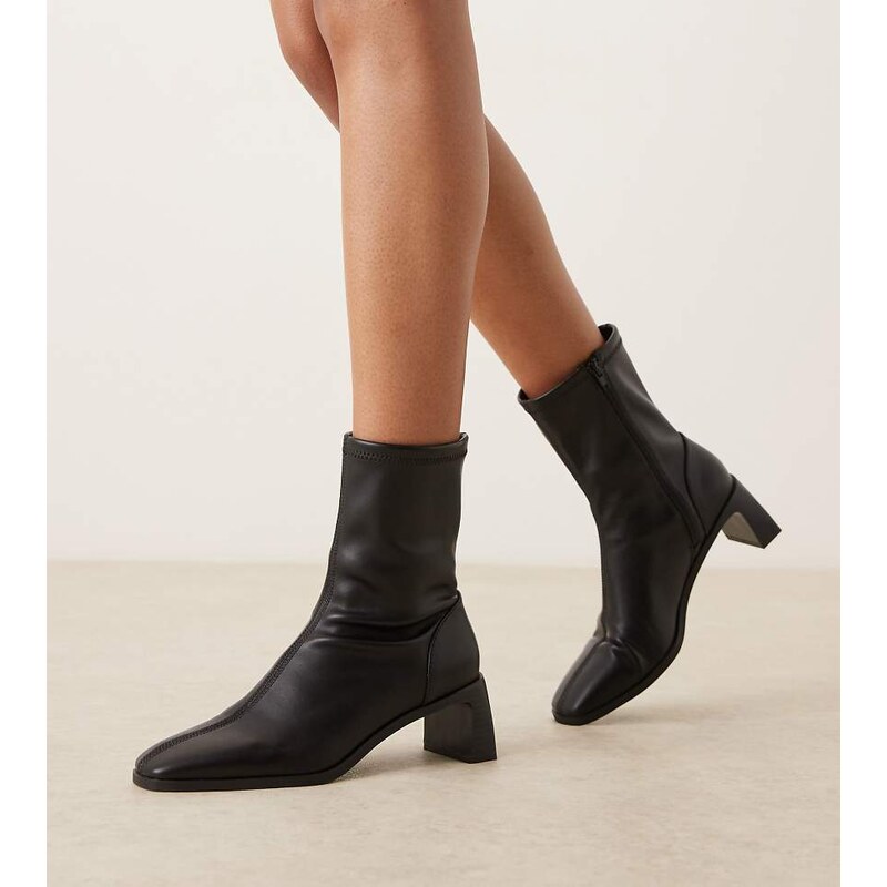 ASOS DESIGN Wide Fit Rush ankle boots with set back heel in black 115512276