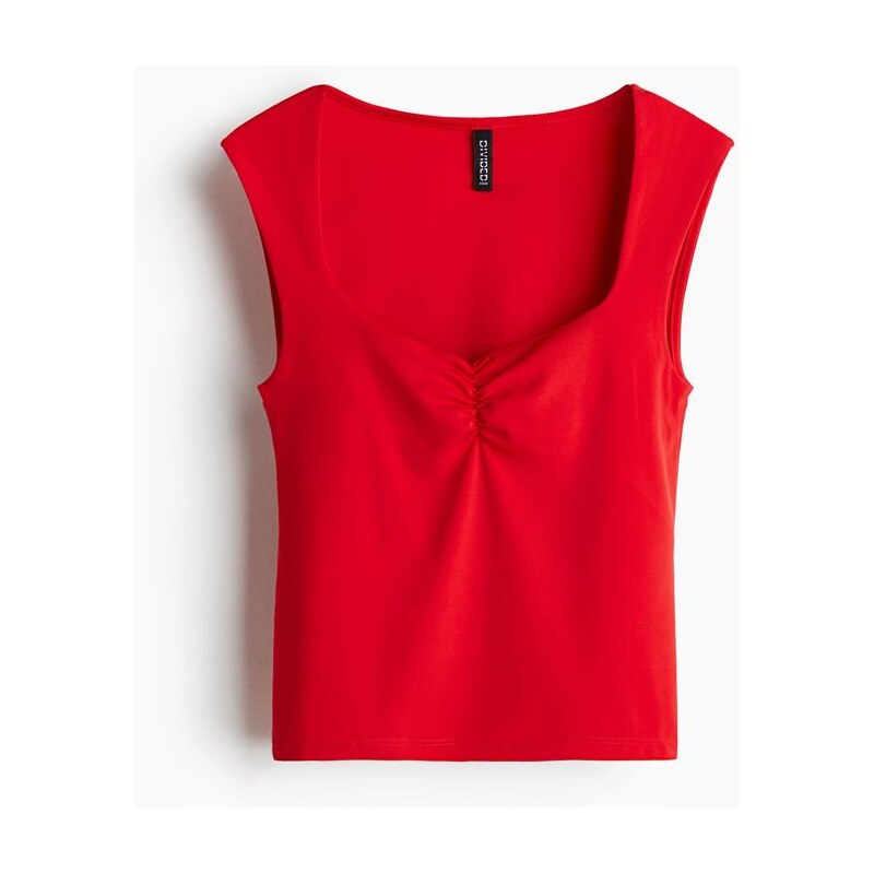 H&M - Tílkos řasením - Jasně Červená