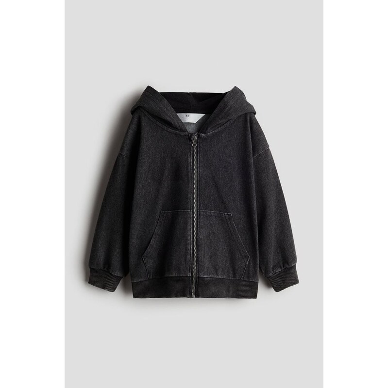 H&M - Keprová bunda na zips kapucí - Tmavě Šedá