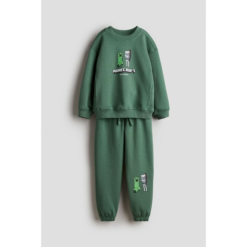 H&M - Dvoudílná tepláková souprava - Zelená/Minecraft