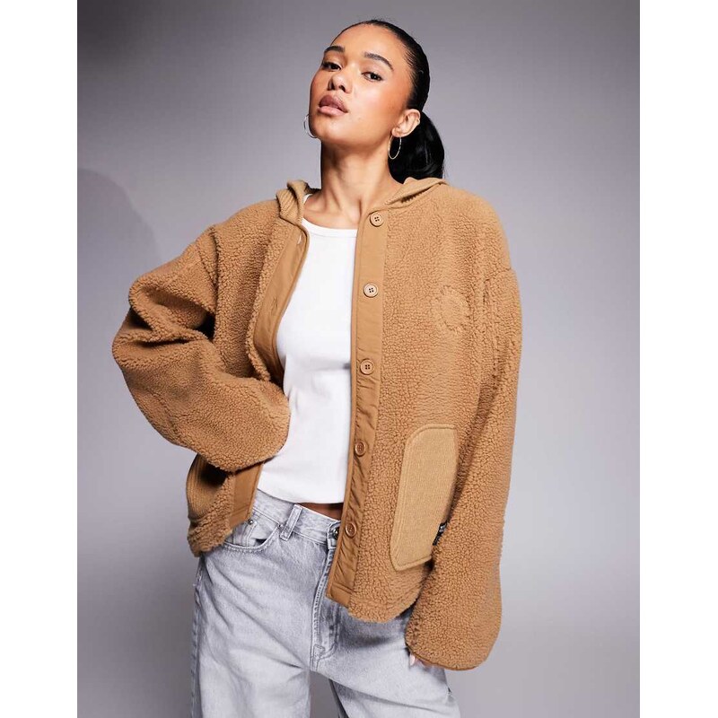 ASOS Weekend Collective Weekend Collective knit rib mix borg hooded 108372434