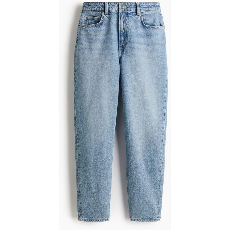 H&M - Mom Slim Fit High Waist Ankle Jeans - modrá 108157770