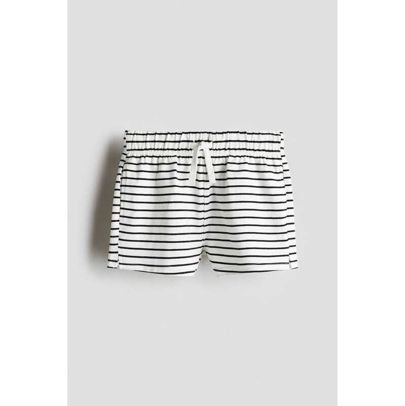 H&M - Šortky z bavlněného žerzeje - Bílá/Černý Proužek