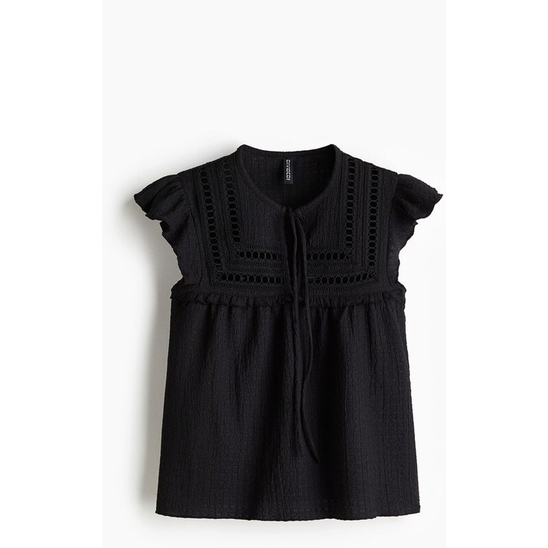 H&M - Žerzejový tops texturou - Černá