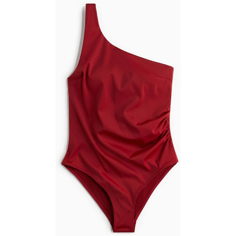 H&M - Plavkys odhaleným ramenem Light Shape - Tmavě Červená