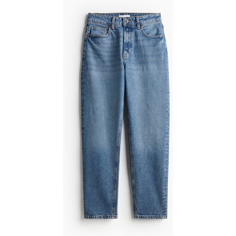 H&M - Mom Slim Fit High Waist Ankle Jeans - modrá 108157886