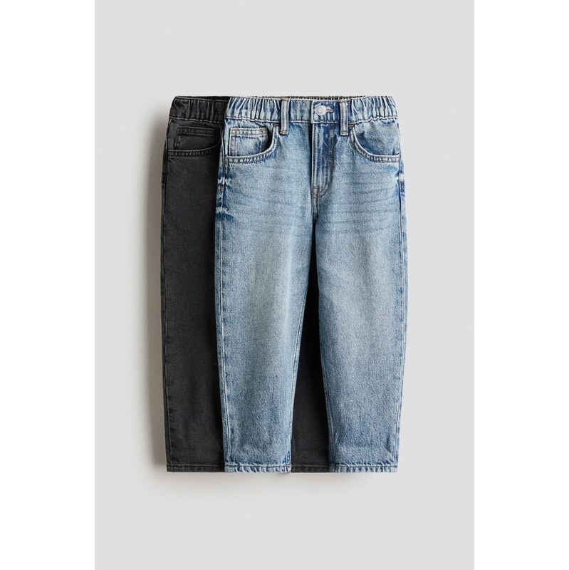H&M - Tapered Leg Jeans Loose Fit 2 kusy - černá 108157967