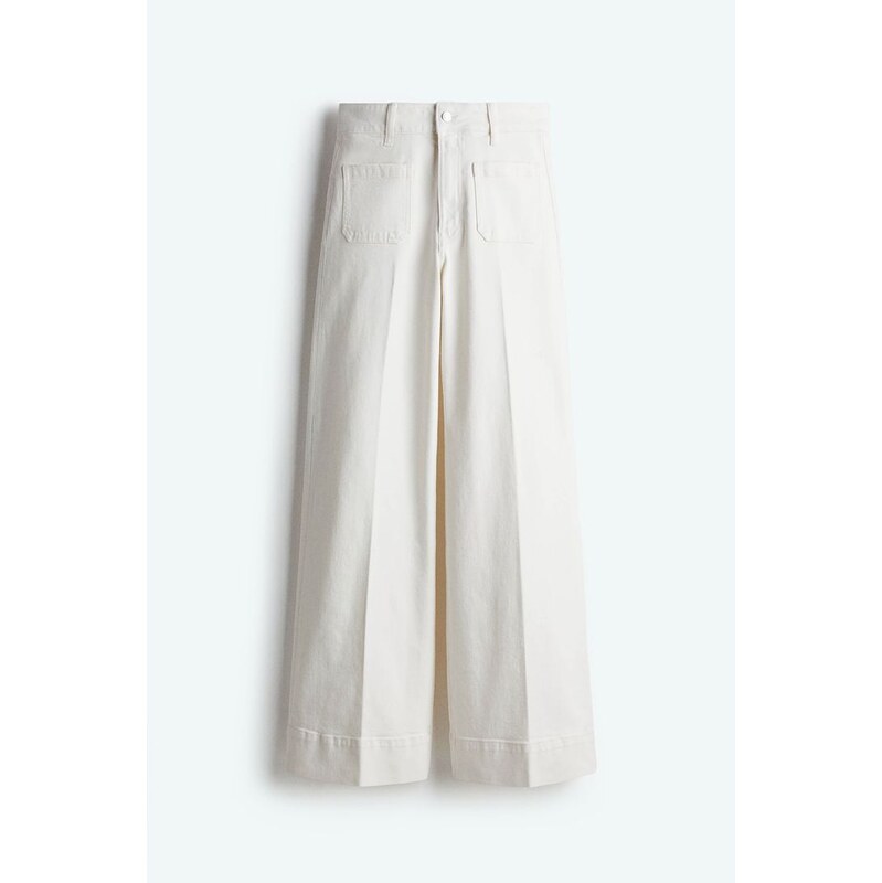 H&M - Wide High Jeans - bílá 108158003