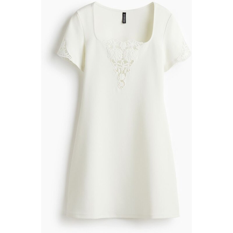 H&M - Šatys výšivkami - Bílá