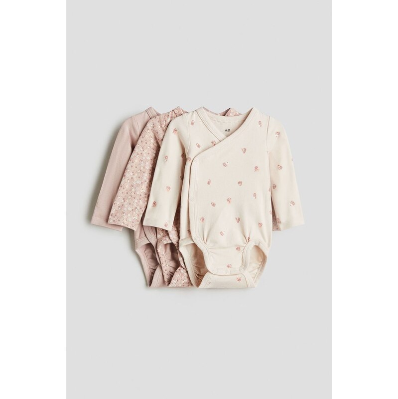 H&M - Zavinovací body 3 kusy - Růžová/Květy