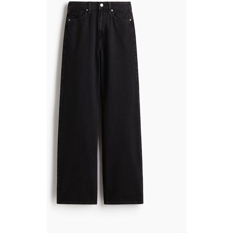 H&M - Wide High Waist Jeans - černá 108158031