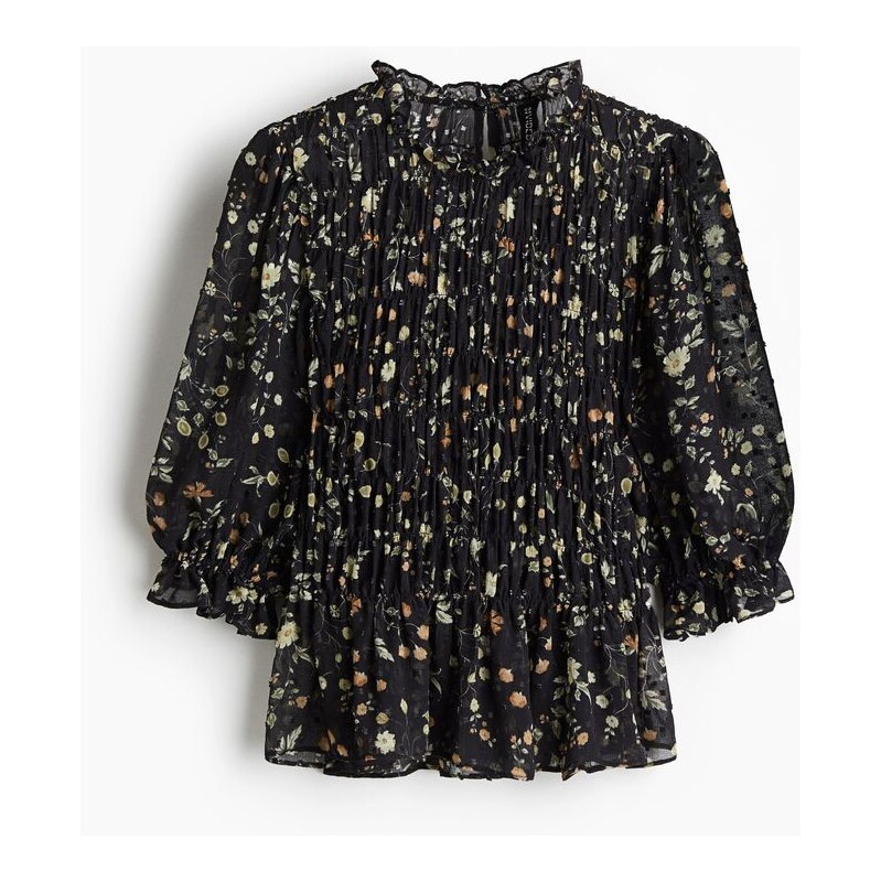 H&M - Halenka z látky plumetis žabkováním - šedá 108158126