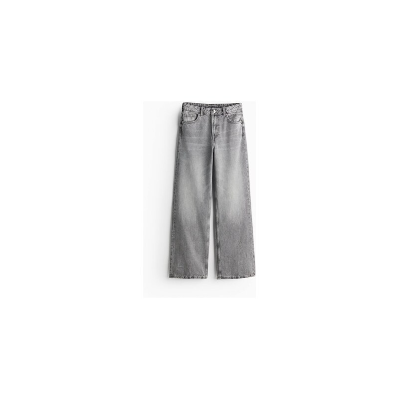 H&M - Wide High Jeans - Šedá