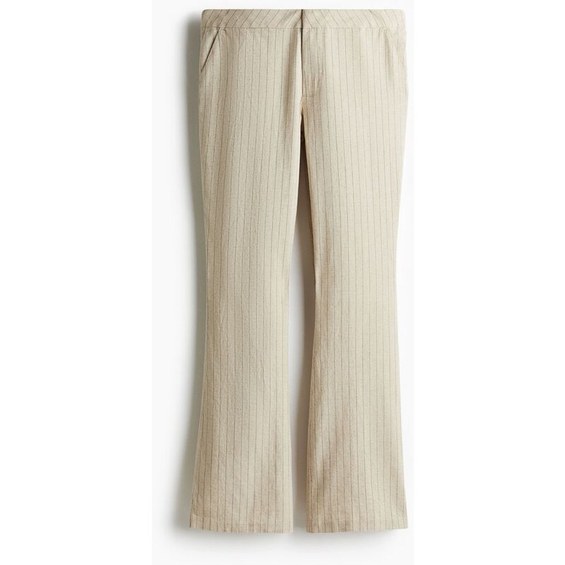 H&M - Elegantní kalhoty z lněné směsi - Světle Béžová/Tenký