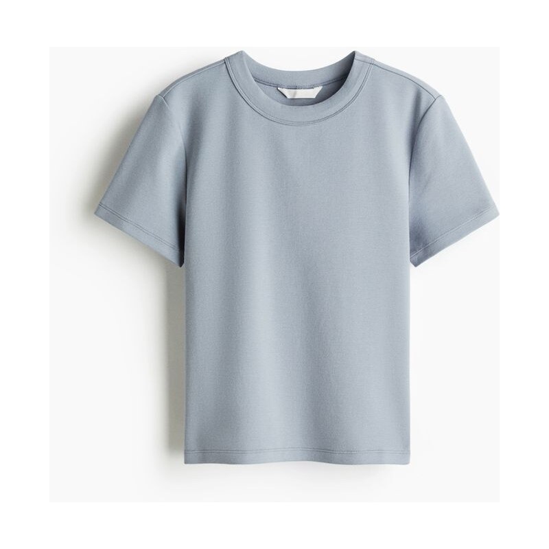 H&M - Přiléhavé bavlněné tričko - Modrošedá
